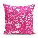 - 7614 - Realhomes Rengarenk Zemin Üzerinde Çiçek Desenli Dijital Baskılı Modern Yastık Kırlent Kılıfı Realhomes