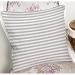 - 7619 - Realhomes Beyaz Zemin Üzerinde Gri Çizgili Geometrik Desen Modern Yastık Kırlent Kılıfı Realhomes