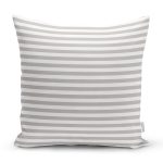 - 7619 - Realhomes Beyaz Zemin Üzerinde Gri Çizgili Geometrik Desen Modern Yastık Kırlent Kılıfı Realhomes