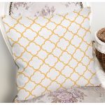 - 7620 - Realhomes Beyaz Zeminli Gold Detaylı Ogea Dijital Baskılı Modern Yastık Kırlent Kılıfı Realhomes