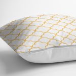 - 7620 - Realhomes Beyaz Zeminli Gold Detaylı Ogea Dijital Baskılı Modern Yastık Kırlent Kılıfı Realhomes