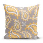 - 7622 - Realhomes Gri Zeminli Renkli Geometrik Desenli Dijital Baskılı Modern Yastık Kırlent Kılıfı Realhomes