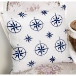 Beyaz Zeminli Modern Pusula Desenli Dijital Baskılı Modern Yastık Kırlent Kılıfı Realhomes