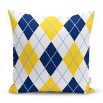 Beyaz Zemin Üzerinde Baklava Desenli Dijital Baskılı Modern Yastık Kırlent Kılıfı Realhomes