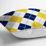 Beyaz Zemin Üzerinde Baklava Desenli Dijital Baskılı Modern Yastık Kırlent Kılıfı Realhomes