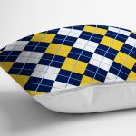 - 7633 - Realhomes Beyaz Zemin Üzerinde Baklava Desenli Dijital Baskılı Modern Yastık Kırlent Kılıfı Realhomes