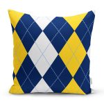 - 7636 - Realhomes Beyaz Zemin Üzerinde Baklava Desenli Dijital Baskılı Modern Yastık Kırlent Kılıfı Realhomes