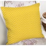 Sarı Zemin Üzerinde Geometrik Çizimli Dijital Baskılı Modern Yastık Kırlent Kılıfı Realhomes