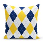 - 7638 - Realhomes Beyaz Zemin Üzerinde Baklava Desenli Dijital Baskılı Modern Yastık Kırlent Kılıfı Realhomes