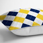 - 7638 - Realhomes Beyaz Zemin Üzerinde Baklava Desenli Dijital Baskılı Modern Yastık Kırlent Kılıfı Realhomes