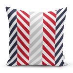 Beyaz Zemin Üzerinde Geometrik Çizimli Zigzag Desenli Yastık Kırlent Kılıfı Realhomes