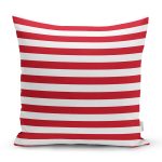 - 7643 - Realhomes Beyaz Zemin Üzerinde Renkli Çizgili Dijital Baskılı Modern Yastık Kırlent Kılıfı Realhomes
