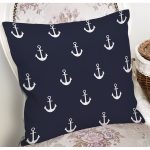 - 7646 - Realhomes Renkli Zemin Üzerinde Çapa Desenli Dijital Baskılı Modern Yastık Kırlent Kılıfı Realhomes