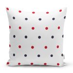 Beyaz Zeminli Renkli Puantiyeli Dijital Baskılı Modern Yastık Kırlent Kılıfı Realhomes