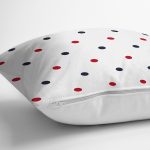 Beyaz Zeminli Renkli Puantiyeli Dijital Baskılı Modern Yastık Kırlent Kılıfı Realhomes