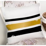 Beyaz Zemin Üzerinde Renkli Çizgili Dijital Baskılı Modern Yastık Kırlent Kılıfı Realhomes