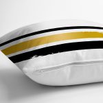 Beyaz Zemin Üzerinde Renkli Çizgili Dijital Baskılı Modern Yastık Kırlent Kılıfı Realhomes