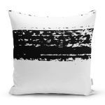 - 7655 - Realhomes Beyaz Zemin Üzerinde Siyah Çizgili Dijital Baskılı Modern Yastık Kırlent Kılıfı Realhomes