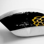 Beyaz Zeminli Gold Detaylı Oval Çizim Dijital Baskılı Modern Yastık Kırlent Kılıfı Realhomes