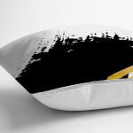 Beyaz Zemin Üzerinde Gold Detaylı Geometrik Çizim Modern Yastık Kırlent Kılıfı Realhomes