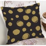 Siyah Zemin Üzerinde Gold Renkli Geometrik Desenli Modern Yastık Kırlent Kılıfı Realhomes