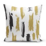 Beyaz Zemin Üzerinde Gold Detayli Geometrik Çizimli Yastık Kırlent Kılıfı Realhomes