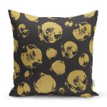 Siyah Zemin Üzerinde Gold Detayli Geometrik Çizimli Yastık Kırlent Kılıfı Realhomes