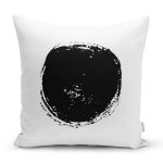 Beyaz Zemin Üzerinde Siyah Renkli Geometrik Çizim Modern Yastık Kırlent Kılıfı Realhomes