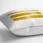 - 7669 - Realhomes Beyaz Zemin Üzerinde Gold Detaylı Geometrik Çizim Modern Yastık Kırlent Kılıfı Realhomes