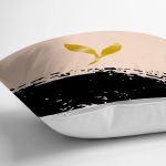 - 7670 - Realhomes Pastel Zemin Üzerinde Gold Detaylı Yaprak Desenli Modern Yastık Kırlent Kılıfı Realhomes