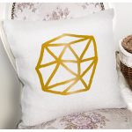 Beyaz Zemin Üzerinde Gold Detaylı Geometrik Çizim Modern Yastık Kırlent Kılıfı Realhomes