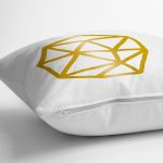Beyaz Zemin Üzerinde Gold Detaylı Geometrik Çizim Modern Yastık Kırlent Kılıfı Realhomes