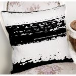 - 7672 - Realhomes Beyaz Zemin Üzerinde Siyah Çizgili Geometrik Çizim Modern Yastık Kırlent Kılıfı Realhomes