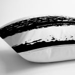 - 7672 - Realhomes Beyaz Zemin Üzerinde Siyah Çizgili Geometrik Çizim Modern Yastık Kırlent Kılıfı Realhomes