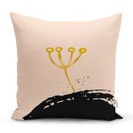 Pastel Zemin Üzerinde Gold Detaylı Yaprak Desenli Modern Yastık Kırlent Kılıfı Realhomes