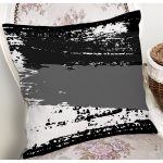 - 7674 - Realhomes Beyaz Zemin Üzerinde Soyut Çizim Dijital Baskılı Modern Yastık Kırlent Kılıfı Realhomes