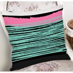 - 7675 - Realhomes Siyah Zemin Üzerinde Renkli Geometrik Soyut Çizimli Yastık Kırlent Kılıfı Realhomes