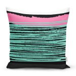 - 7675 - Realhomes Siyah Zemin Üzerinde Renkli Geometrik Soyut Çizimli Yastık Kırlent Kılıfı Realhomes