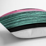 - 7675 - Realhomes Siyah Zemin Üzerinde Renkli Geometrik Soyut Çizimli Yastık Kırlent Kılıfı Realhomes