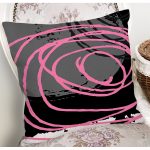 Gri Siyah Zemin Üzerinde Pembe Renkli Geometrik Desen Yastık Kırlent Kılıfı Realhomes