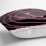 Gri Siyah Zemin Üzerinde Pembe Renkli Geometrik Desen Yastık Kırlent Kılıfı Realhomes
