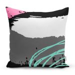 Beyaz Zeminli Renkli Soyut Çizim Dijital Baskılı Modern Yastık Kırlent Kılıfı Realhomes