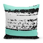 - 7680 - Realhomes Beyaz Zeminli Renkli Soyut Çizim Dijital Baskılı Modern Yastık Kırlent Kılıfı Realhomes