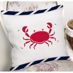 - 7682 - Realhomes Beyaz Zeminli Renkli Yengeç Desenli Dijital Baskılı Modern Yastık Kırlent Kılıfı Realhomes