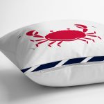 - 7682 - Realhomes Beyaz Zeminli Renkli Yengeç Desenli Dijital Baskılı Modern Yastık Kırlent Kılıfı Realhomes