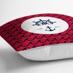 - 7684 - Realhomes Renkli Zemin Üzerinde Çapa Desenli Dijital Baskılı Modern Yastık Kırlent Kılıfı Realhomes