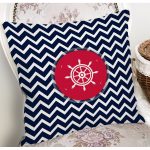 - 7686 - Realhomes Renkli Zemin Üzerinde Geometrik Zigzag Desenli Çapa Yastık Kırlent Kılıfı Realhomes