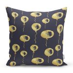 Siyah Zemin Üzerinde Gold Detaylı Balon Çizimli Modern Yastık Kırlent Kılıfı Realhomes