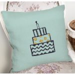 - 7692 - Realhomes Pastel Zemin Üzerinde Gold Detaylı Pasta Çizimli Modern Yastık Kırlent Kılıfı Realhomes