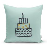 - 7692 - Realhomes Pastel Zemin Üzerinde Gold Detaylı Pasta Çizimli Modern Yastık Kırlent Kılıfı Realhomes